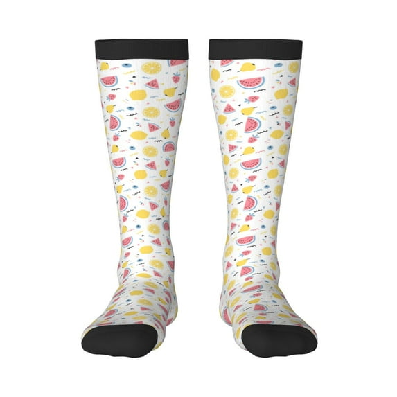 Fotbe Tropical Fruit print Women's Men's Novelty Crew Socks Cotton Socks Knee High Socks for Walking,Running,Nurses,Pregnancy