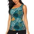 thumbnail image 1 of Fotbe Tropical Leaves Womens Loose Fit Casual Flowy Slim-Fit Tank Tops Athletic Round Neck Trendy Sleeveless Summer Tops for Gym and Yoga-Medium, 1 of 9