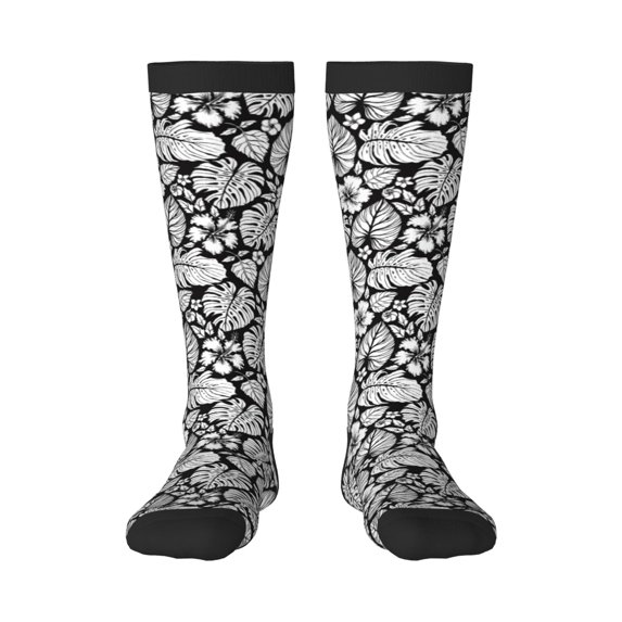 Fotbe Tropical Leaves print Women's Men's Novelty Crew Socks Cotton Socks Knee High Socks for Walking,Running,Nurses,Pregnancy