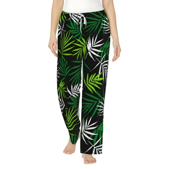 Fotbe Tropical Leaves1 Women's Pajama Pants,Sleepwear Pants,Pj Bottoms Drawstring And Pockets-Medium