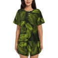 thumbnail image 1 of Fotbe Tropical Palm Leaves Fern Leaf Print Pajama Set for Women 2 Piece Loungewear Short Sleeve Tops and Shorts Set Soft Sleepwear-X-Large, 1 of 7