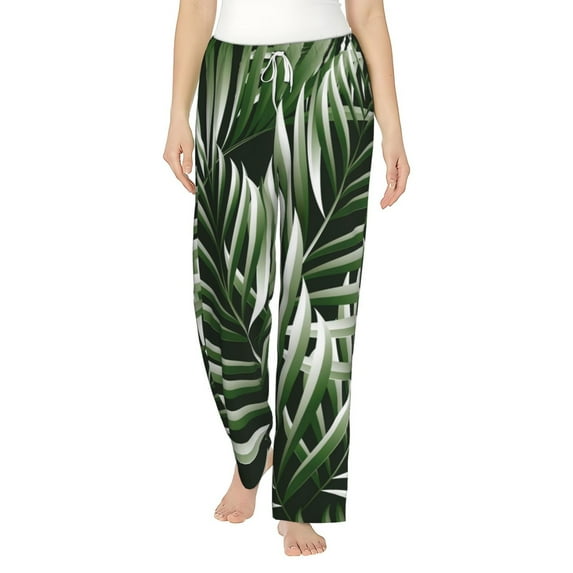 Fotbe Tropical Palm Leaves1 Women's Pajama Pants,Sleepwear Pants,Pj Bottoms Drawstring And Pockets-X-Large