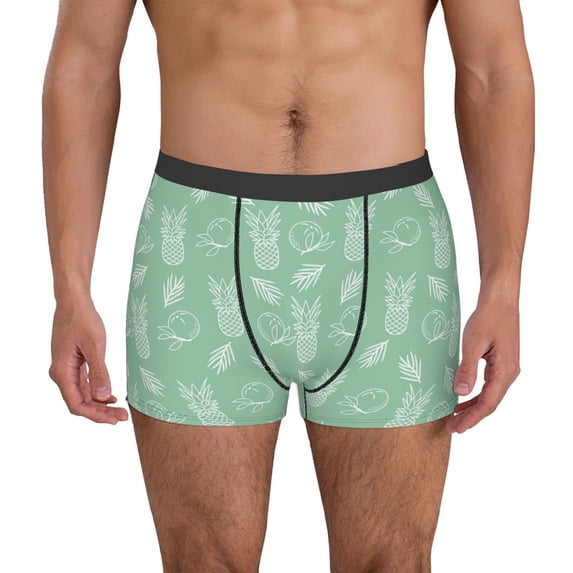 Fotbe Tropical Pineapple Men’s Total Support Pouch Boxer Briefs, X-Temp Cooling, Moisture-Wicking Underwear, Regular, Long-leg and Trunk-Large