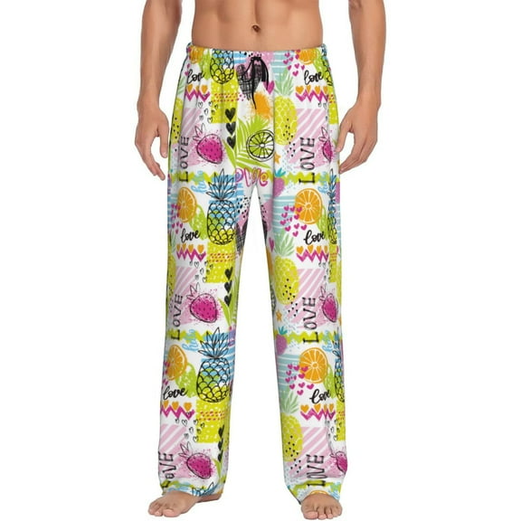 Fotbe Tropical Pineapples Men's Pajama Pants,Sleepwear Pants,Pj Bottoms Drawstring And Pockets-Medium