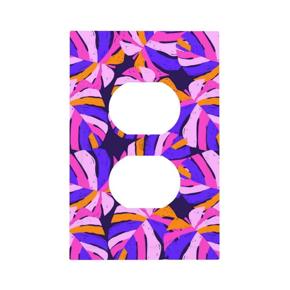 Fotbe Tropics Leaf Print Duplex Receptacle Wall Plate, 1-Gang 5.0" x3.0" Wall Outlet Covers, Dual Outlet Faceplates Covers, Color-matched Screws Included-Style S
