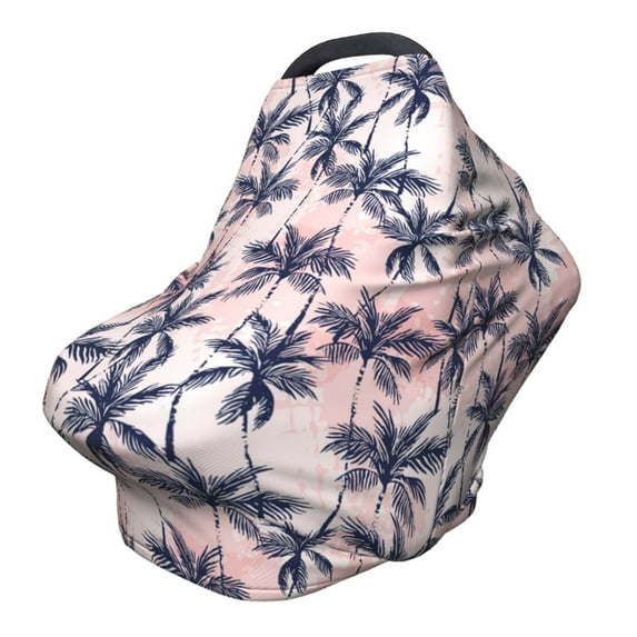 Fotbe Tropics Palm Trees Pattern Car Seat Covers for Babies, Nursing Breastfeeding Cover Infant Carseat Canopy, Soft Stretchy Carrier Cover