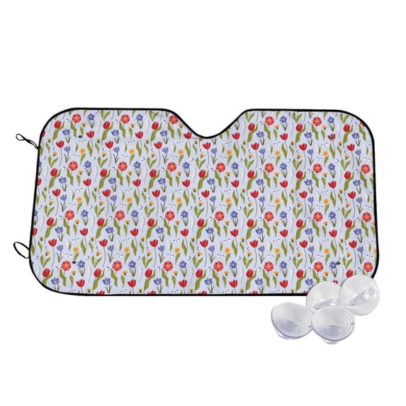 Fotbe Tulips Flowers Car Windshield Sunshade | Sun Visor Protector Front Window Shade, Keeps Out UV Rays, Keeps Your Vehicle Cool-Medium