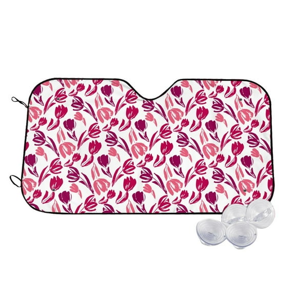 Fotbe Tulips Flowers Car Windshield Sunshade | Sun Visor Protector Front Window Shade, Keeps Out UV Rays, Keeps Your Vehicle Cool-Medium