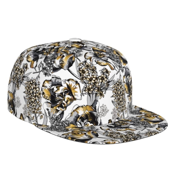 Fotbe Tulips Flowers Flat Bill Visor Cap Classic Snapback Hat Polyester Foam Trucker Hat Trucker Cap Adjustable Baseball Cap