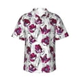 thumbnail image 1 of Fotbe Tulips Flowers Hawaiian Shirt for Men Unisex Summer Beach Casual Short Sleeve Cotton Linen Button Down Shirts-Large, 1 of 9