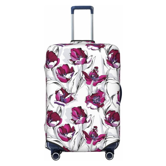 Fotbe Tulips Flowers Luggage Cover Protector,Suitcase Protector,Scratch and Dirt Resistant,Fits 18-32 Inch Luggage-X-Large