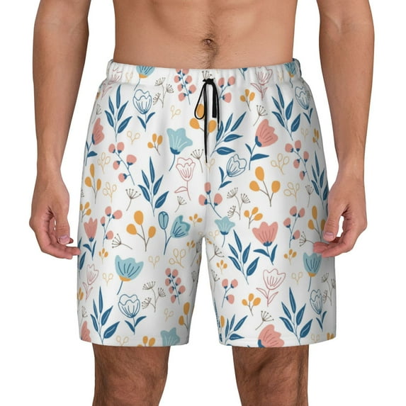 Fotbe Tulips Flowers Men’s Swim Trunks Quick Dry Swim Shorts Board Shorts with Mesh Lining-Large