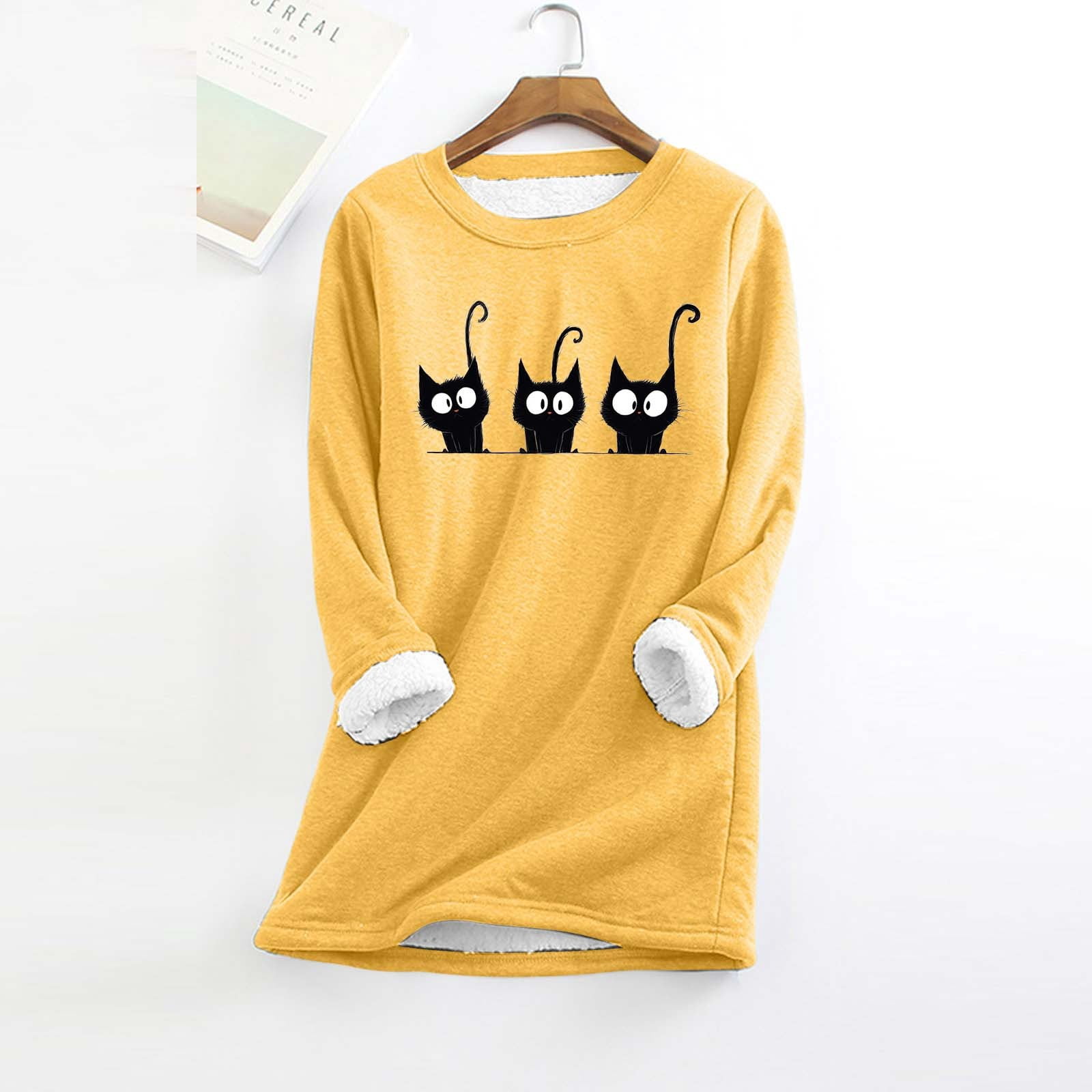 Women's Pullover With Print Comfortable Round Neck Winter Homewear Sweater Womens Lightweight Thermal Top Women Thermal Top Lined Mens Base Layer Shirt Thermal Long Sleeve Shirt Thermal Top And Bottom