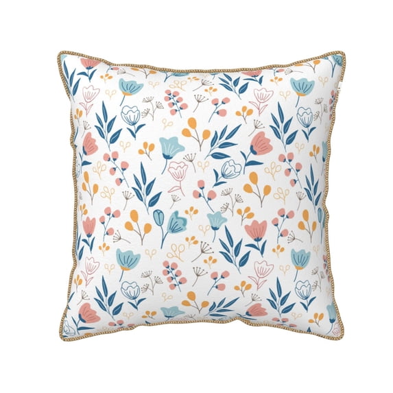 Fotbe Tulips Flowers Pattern Velvet Decorative Throw Pillow Covers with Elegant Piping, Soft Plush Cushion Cover for Sofa, Bed, Car, Office-16"x16"