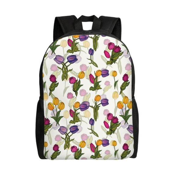 Fotbe Tulips Flowers Travel Laptop Backpack, Business Slim Sturdy Laptops Backpack, Water Resistant College School Computer Bag Gift for Men & Women Fits 15.6 Inch Notebook