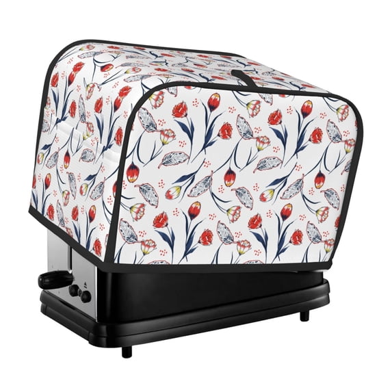 Fotbe Tulips Flowers for Two Slice Toaster Cover, Fingerprint Protector, Super Soft Appliance Cover And Dust Cover,Bread Dust Cover & Fingerprint Protection