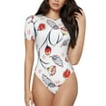 thumbnail image 1 of Fotbe Tulips Flowers Women's Crew Neck Short Sleeves Bodysuit Tops Round Neck Slim Sleeveless Soft Comfortable Basic-Large, 1 of 9
