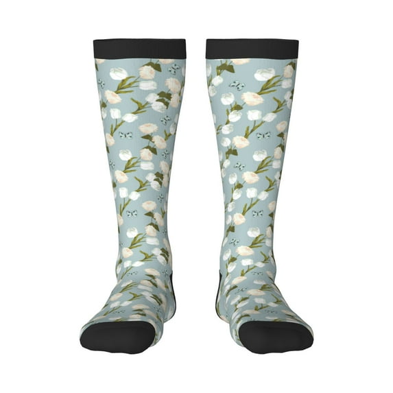 Fotbe Tulips Flowers print Women's Men's Novelty Crew Socks Cotton Socks Knee High Socks for Walking,Running,Nurses,Pregnancy