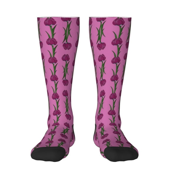 Fotbe Tulips Flowers print Women's Men's Novelty Crew Socks Cotton Socks Knee High Socks for Walking,Running,Nurses,Pregnancy