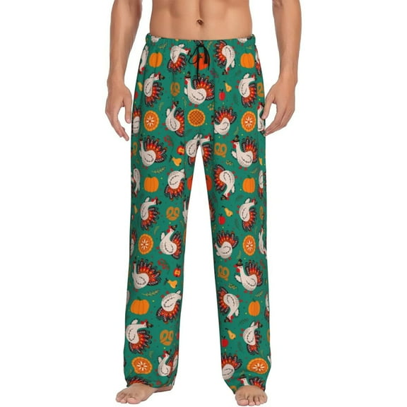 Fotbe Turkey And Thanksgiving1 Men's Pajama Pants,Sleepwear Pants,Pj Bottoms Drawstring And Pockets-Medium