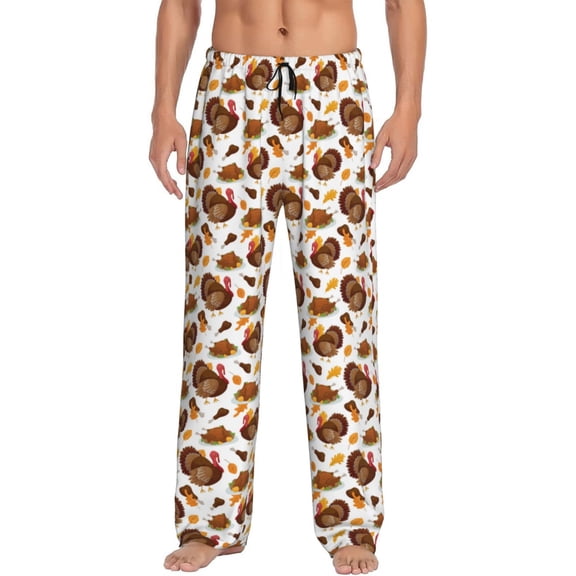 Fotbe Turkey And Thanksgiving3 Men's Pajama Pants,Sleepwear Pants,Pj Bottoms Drawstring And Pockets-Small