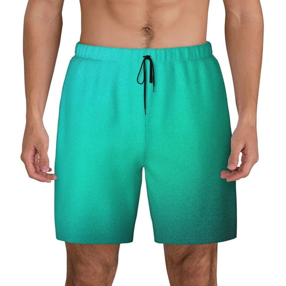 Fotbe Turquoise Light Blue Men’s Swim Trunks Quick Dry Swim Shorts Board Shorts with Mesh Lining-Small