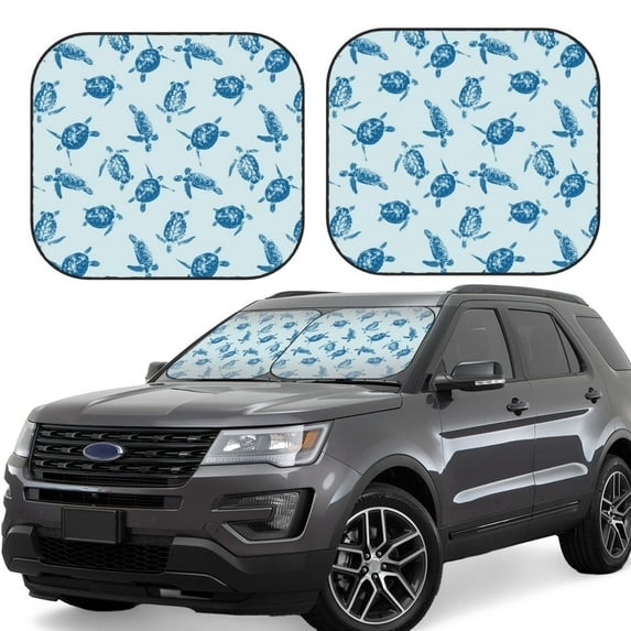 Fotbe Turtle 2-Piece Car Windshield Sun Shade | Sun Blocker for Car Windshield | Foldable Automotive Interior Accessories for Sun Protection-Medium