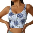 thumbnail image 1 of Fotbe Turtle with Blue Stones Pattern Womens' Sports Bra Longline Wirefree Padded with Medium Support Sports Moisture-Wicking Workou Vest,Tank Top-Medium, 1 of 7