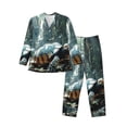thumbnail image 1 of Fotbe Turtle In Jungle Waterfall Pattern Long Sleeve Pajama Set for Men,Sleepwear Set,2-piece Loungewear Set,Soft PJs Comfy Nightwear with Pockets-, 1 of 7