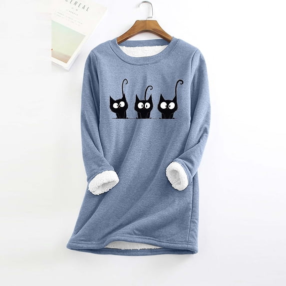 Women's Pullover With Print Comfortable Round Neck Winter Homewear Sweater Womens Lightweight Thermal Top Women Thermal Top Lined Mens Base Layer Shirt Thermal Long Sleeve Shirt Thermal Top And Bottom