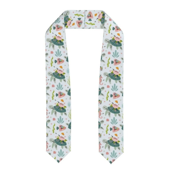 Fotbe Turtle and Sea Life Printed Class of 2024 Graduation Stole