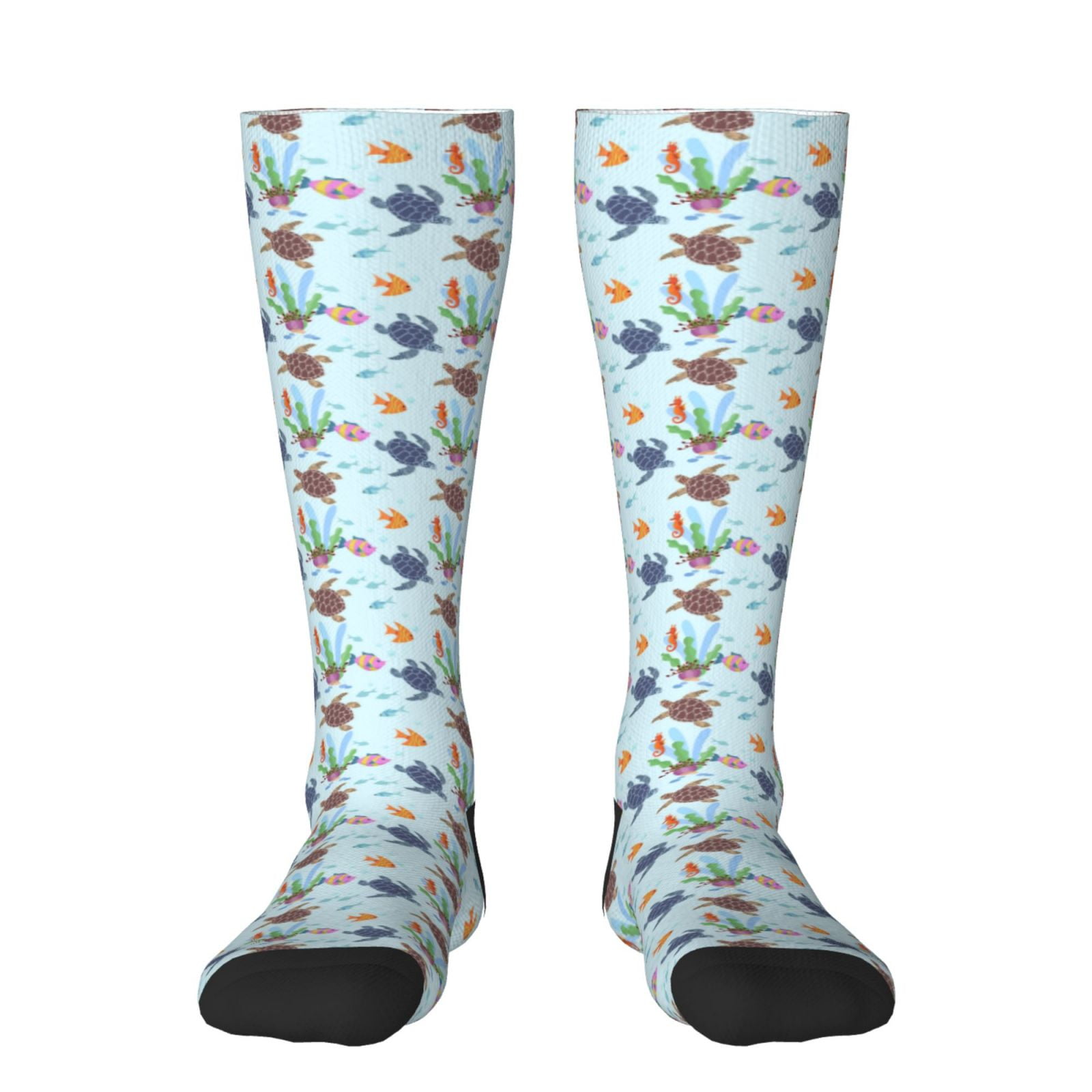 Fotbe Turtle print Women's Men's Novelty Crew Socks Cotton Socks Knee