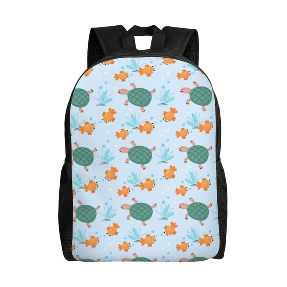Fotbe Turtles And Goldfish Travel Laptop Backpack, Business Slim Sturdy Laptops Backpack, Water Resistant College School Computer Bag Gift for Men & Women Fits 15.6 Inch Notebook