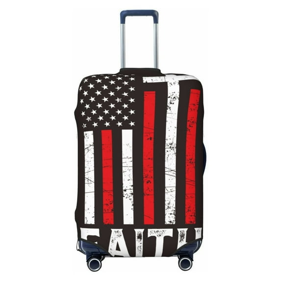 Fotbe USA Flag Cross Luggage Cover Protector,Suitcase Protector,Scratch and Dirt Resistant,Fits 18-32 Inch Luggage-Large