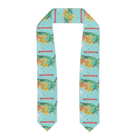 Fotbe USA Tourist Map Printed Class of 2024 Graduation Stole