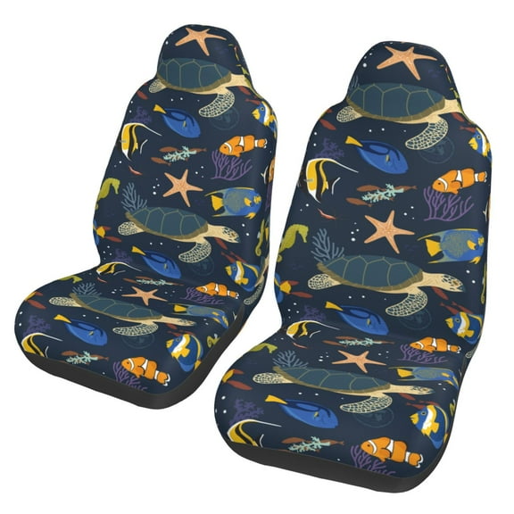 Fotbe Undersea Animals Pattern Automotive Seat Covers for Cars Trucks and SUVs – Car Seat Covers for Front Seats,Protective Seat Covers,Vehicle Seat Covers, Set of 2