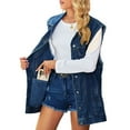 thumbnail image 1 of Woman Denim Vest Fashion Medium Long Coat Turn Down Collar Coat Sleeveless Denim Jacket plus Jean Jacket for Women Denim Boyfriend Jacket Jean Jackets for Women Fashion Long Button down Beaded Jean, 1 of 6