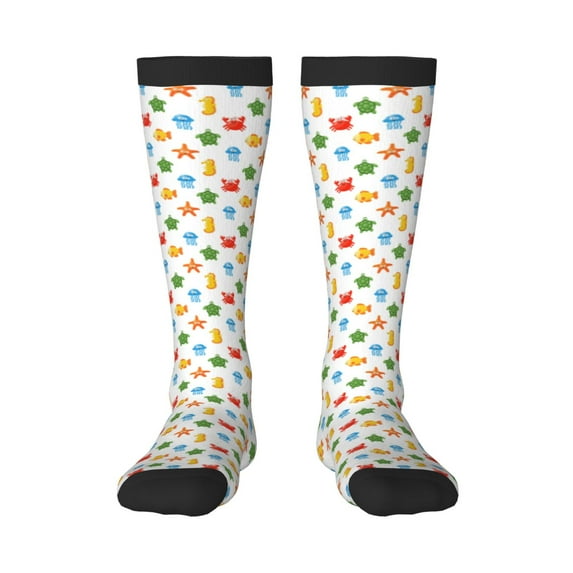 Fotbe Undersea Animals print Women's Men's Novelty Crew Socks Cotton Socks Knee High Socks for Walking,Running,Nurses,Pregnancy