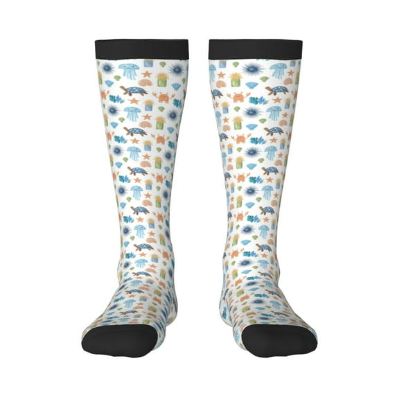 Fotbe Undersea Animals print Women's Men's Novelty Crew Socks Cotton Socks Knee High Socks for Walking,Running,Nurses,Pregnancy