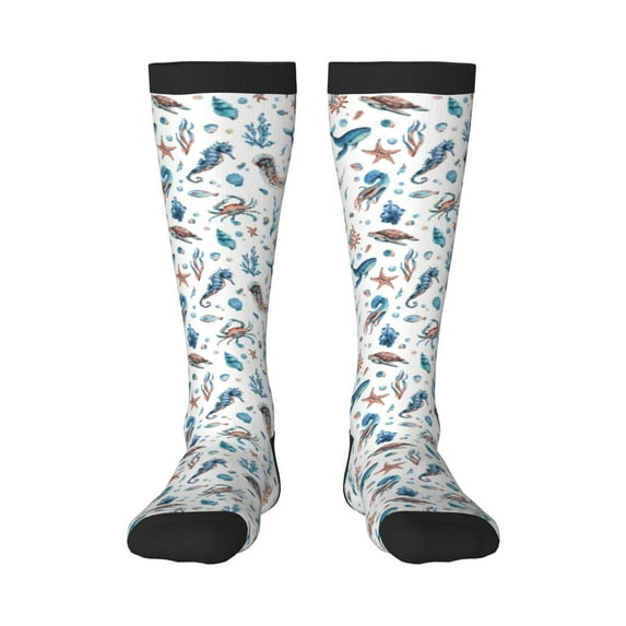 Fotbe Undersea Animals print Women's Men's Novelty Crew Socks Cotton Socks Knee High Socks for Walking,Running,Nurses,Pregnancy