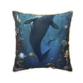 thumbnail image 1 of Fotbe Underwater Dolphin Pattern Velvet Decorative Throw Pillow Covers with Elegant Piping, Soft Plush Cushion Cover for Sofa, Bed, Car, Office-20"x20", 1 of 8