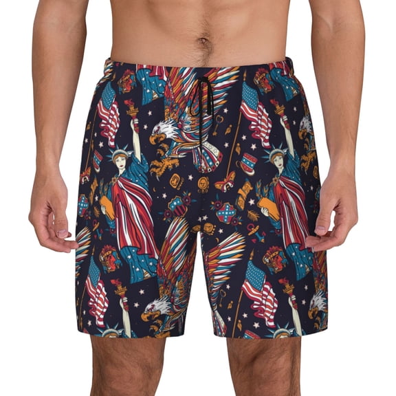 Fotbe United States Of America Men’s Swim Trunks Quick Dry Swim Shorts Board Shorts with Mesh Lining-Small