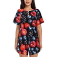 thumbnail image 1 of Fotbe Variety Of Fruits And Berries Print Pajama Set for Women 2 Piece Loungewear Short Sleeve Tops and Shorts Set Soft Sleepwear-3X-Large, 1 of 7