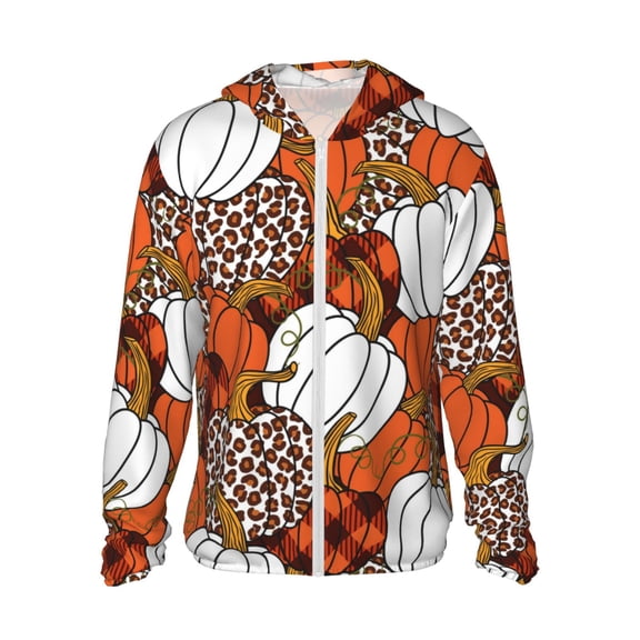 Fotbe Various Pumpkins Men's Women's UPF 50  Sun Protection Jacket Hooded Cooling Shirt with Pockets Hiking Outdoor Performance-Large