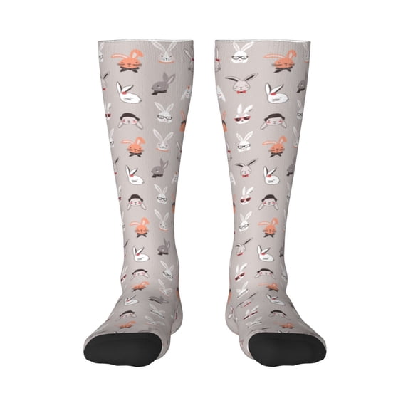 Fotbe Various Rabbits print Women's Men's Novelty Crew Socks Cotton Socks Knee High Socks for Walking,Running,Nurses,Pregnancy