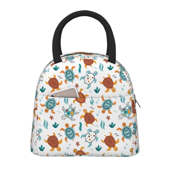 Fotbe Various Turtle Pattern Lunch Bag, Insulated Lunch Box, Small Leakproof Cooler Food Lunch Containers Reusable High Capacity Lunch Tote Bags for Work, Travel, Outdoor