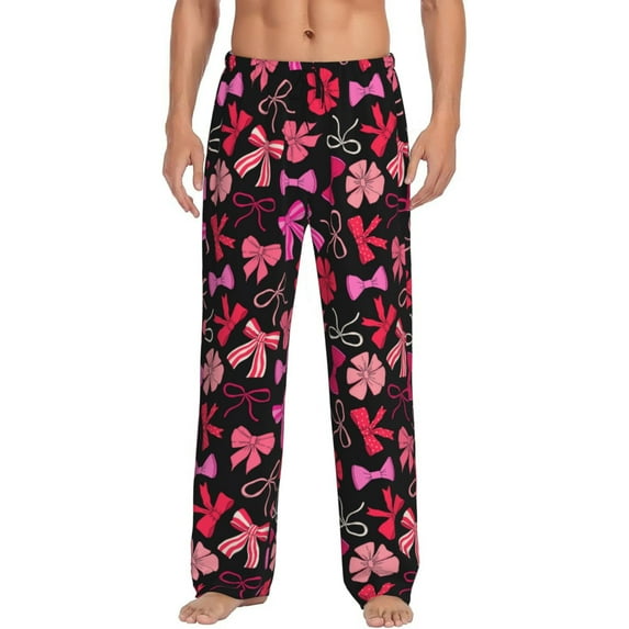Fotbe Various pink and red Bow knots Pattern Men's Pajama Pants,Sleepwear Pants,Pj Bottoms Drawstring And Pockets-Medium