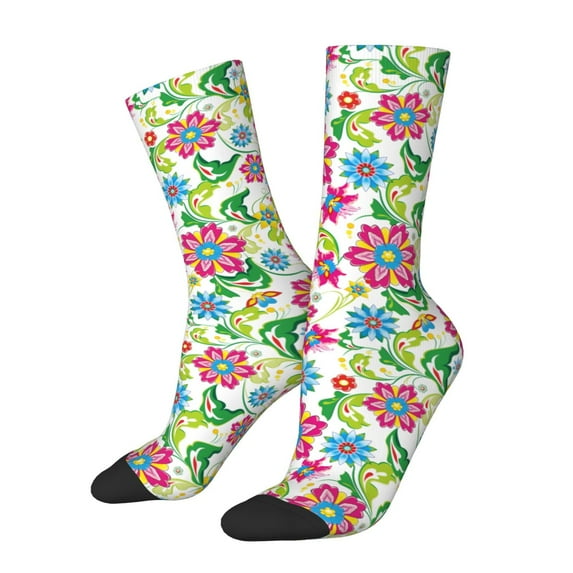 Fotbe Vector Mexican Otomi Style Bright Pattern Long Socks for Men & Women – Breathable & Stretchy Compression Socks, Ideal for Running, Travel, and Everyday Wear Size 5-11