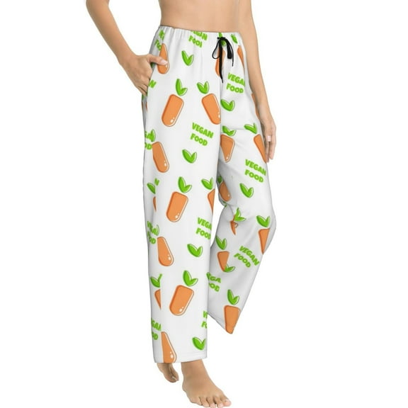 Fotbe Vegan Fruit Carrot Women's Pajama Pants,Sleepwear Pants,Pj Bottoms Drawstring And Pockets-