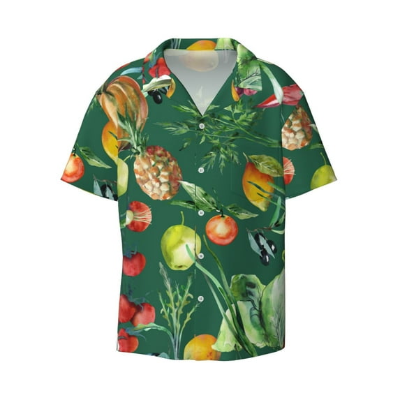 Fotbe Vegan print Short Sleeve Button Down Shirts for Men Casual Summer Beach Wrinkle Free Shirt-Small